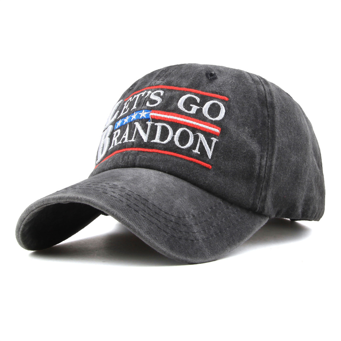 

LETS GO BRANDON Embroidered Baseball Cap Washed Cotton American Flag Cotton Men Hat Duck Tongue Hats CPA4326, Yellow