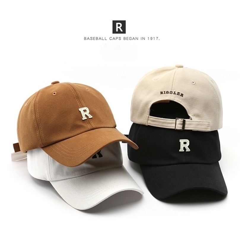 

SLECKTON Cotton Baseball Cap for Men and Women Fashion Letter "R" Patch Hat Casual Hip Hop Hat Summer Sun Caps Unisex 220811, White