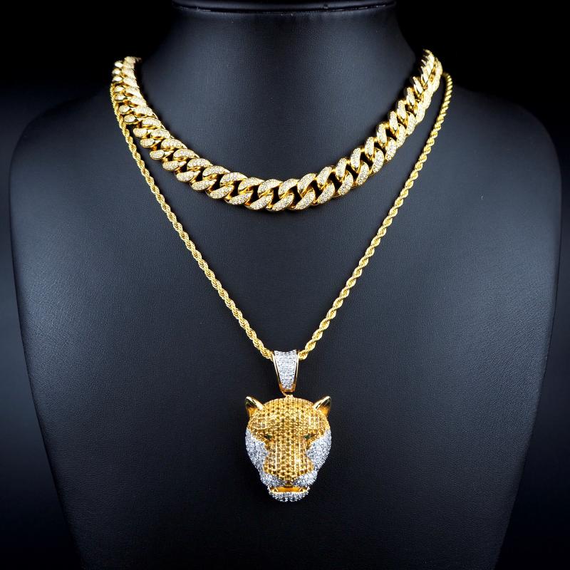 

Pendant Necklaces High-quality Hip-hop Leopard Head Necklace Zircon Inlaid Rock Accessories For Both Men And WomenPendant PendantPendant