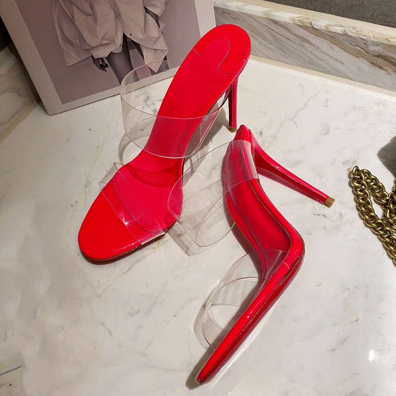 Chaussures transparentes à talons hauts de 10cm pour femmes, pantoufles sexy, chaussures d'été C0326