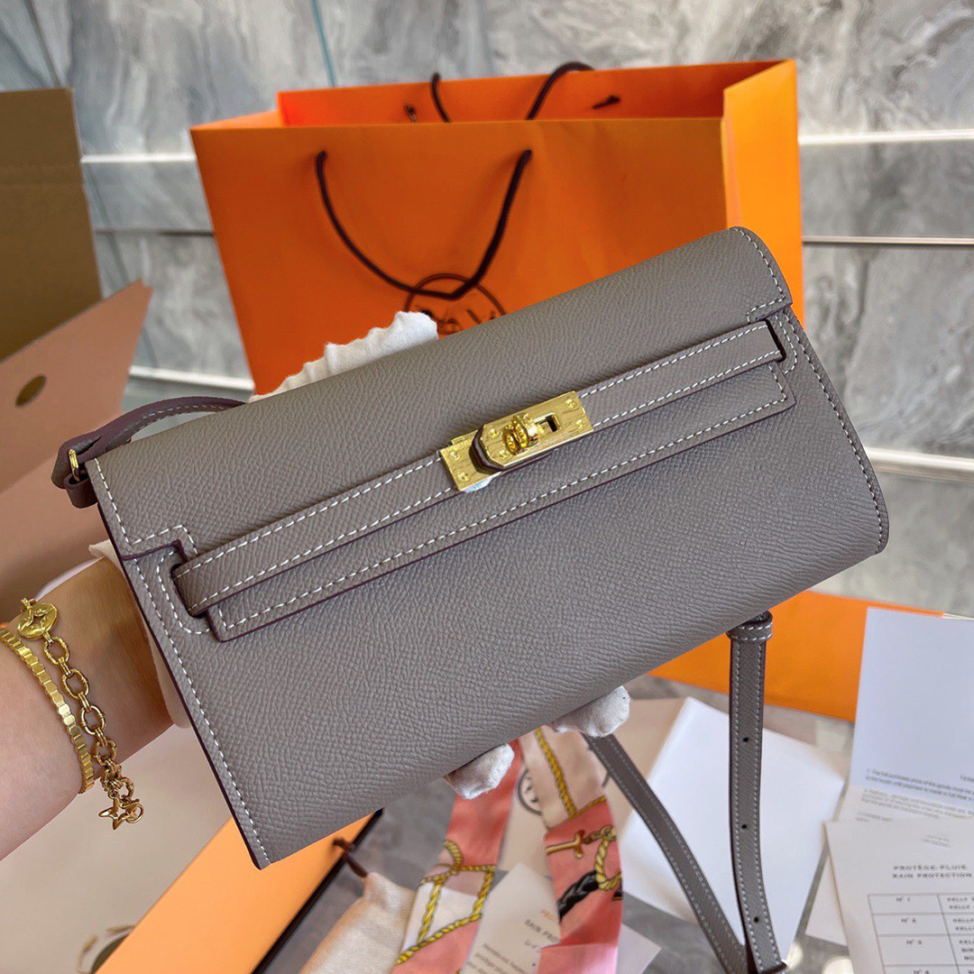 

Classic 2-in-1 Wallets And Belts Kellyy Crossbody Bags France Brand Top Quality Genuine Leather Women Shoulder Bag Fashion Bestselling Luxury Designers Bag Purse, Grey