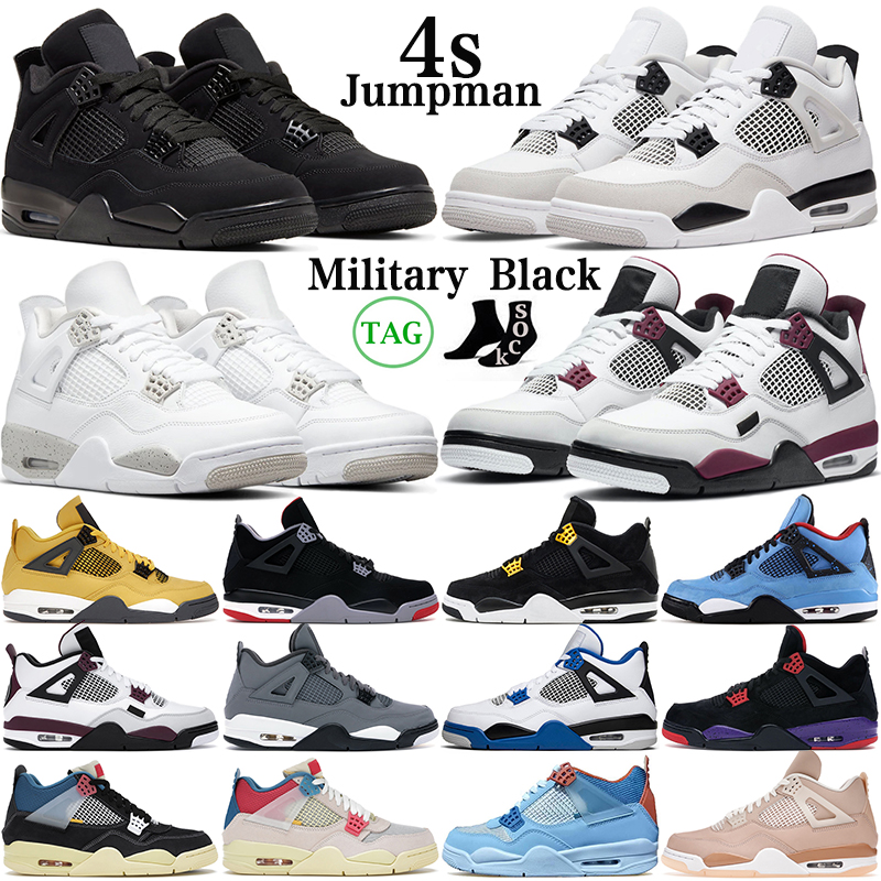

4 4s Sail Violet Ore Mens Basketball Shoes Sneakers Midnight Navy Cool Grey Patent Starfish University Blue Oreo Bred Black Cat Dark Mocha women Sports Trainers, 4s guava ice