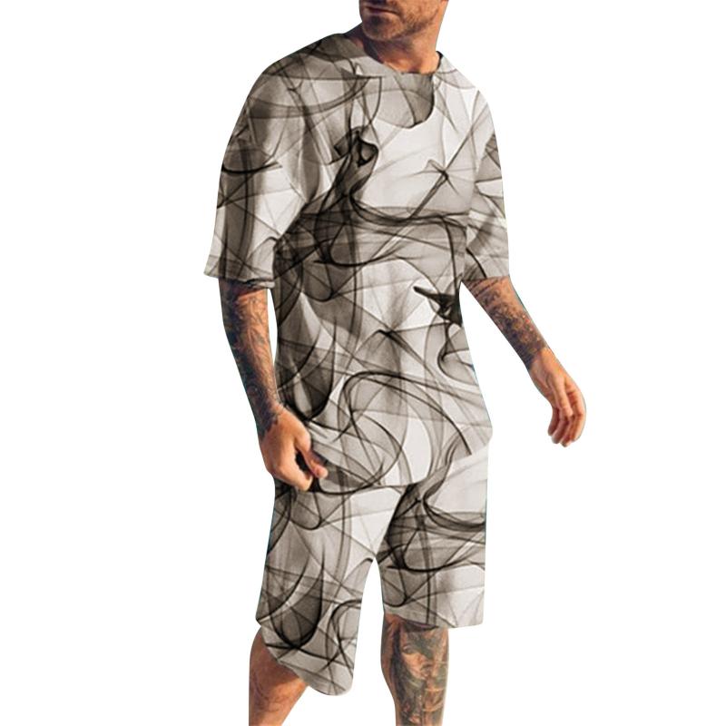 

Men's Tracksuits Suit Flower Pin Men Red Spring Summer Beach Short Sleeve Sports Print Shirt Shorts Set 2 Mens Slim Fit 3 Piece SuitMen's, Grey