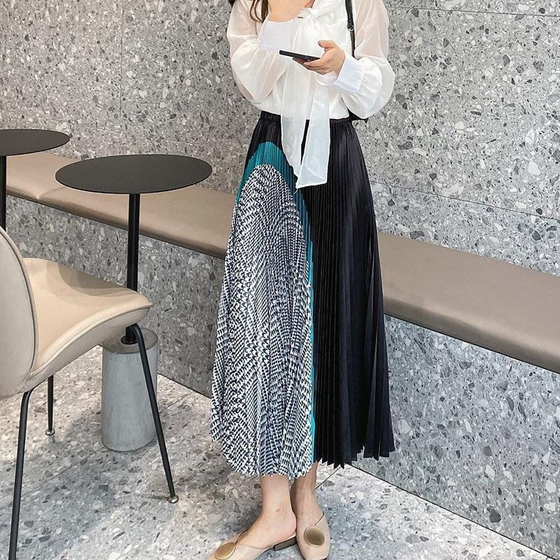 

Skirts Light Luxury Handmade Pleated Skirt Women's Autumn Winter High Waist 2022 Retro Mid Length Plaid, Black