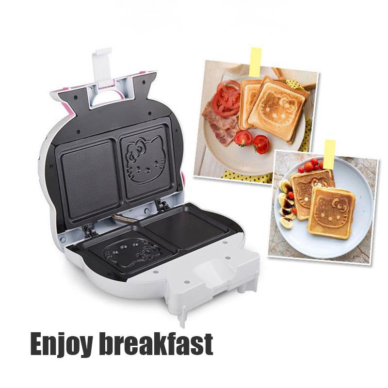 

Bread Makers 220-240V 750w Cartoon Cat Breakfast Toaster Press Machine 2 Slices Nonstick Coating Baking Sandwich Maker