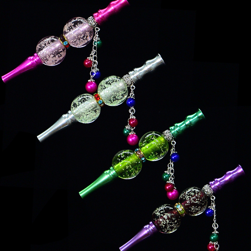 

new metal pipe Arabian shisha accessories glow-in-the-dark holder high-end handmade nozzle pearl pendant