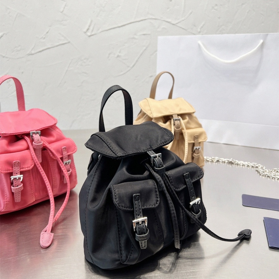 

Nylon Designer Backpack Shoulder Bags Unisex Classic Handbags Black Back Pack Triangle Sign Metal Zipper Multi Pockets Schoolbag pradas, 16