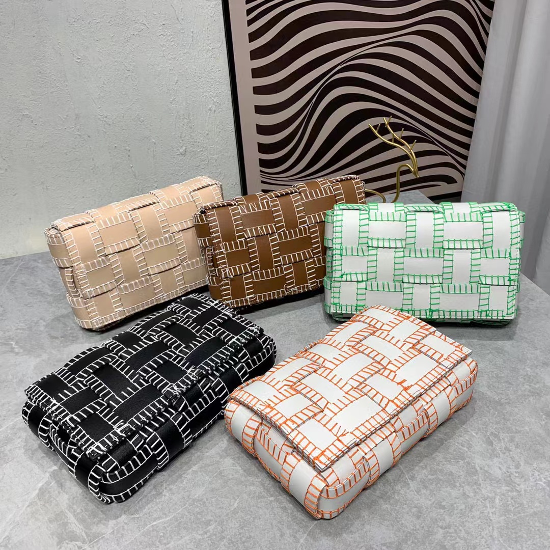 

5A Top quality Women's Shoulder Bag Fashion Casset Classic Beancurd Bags Calfskin Woven Element Calf leather Handbag Size 24x15x6cm, With box