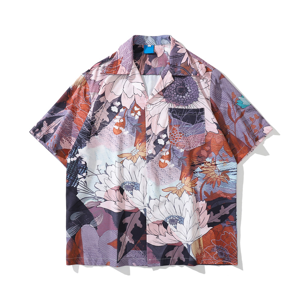 

Full Printed Hawaiian Shirt Men Women Summer Men's Shirts Male Top
