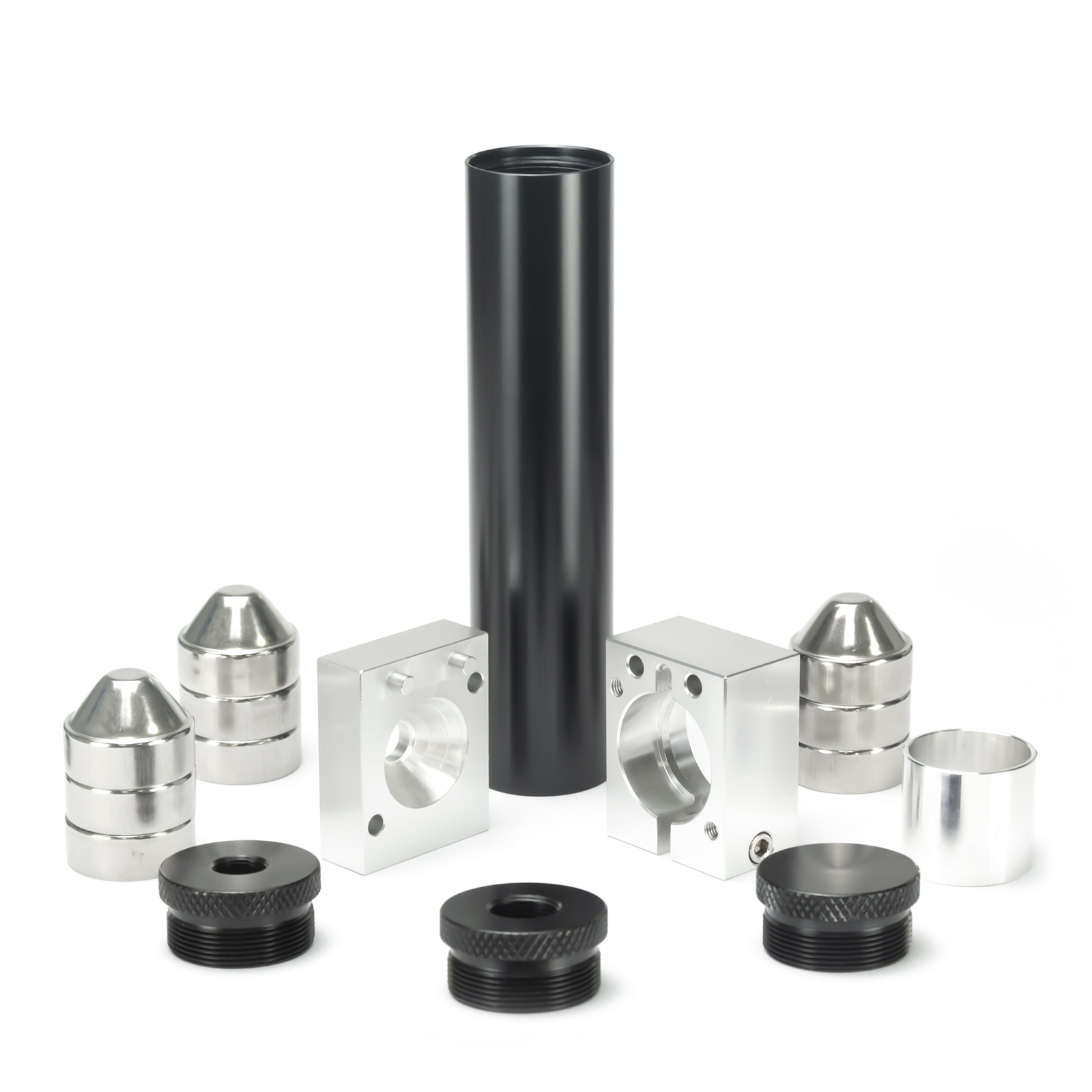 1.45 "OD 7" L Tube en aluminium filtre à carburant 1/2-28 et 5/8-24 Kit de piège à solvant 9 pièces tasses en acier inoxydable avec gabarit pour