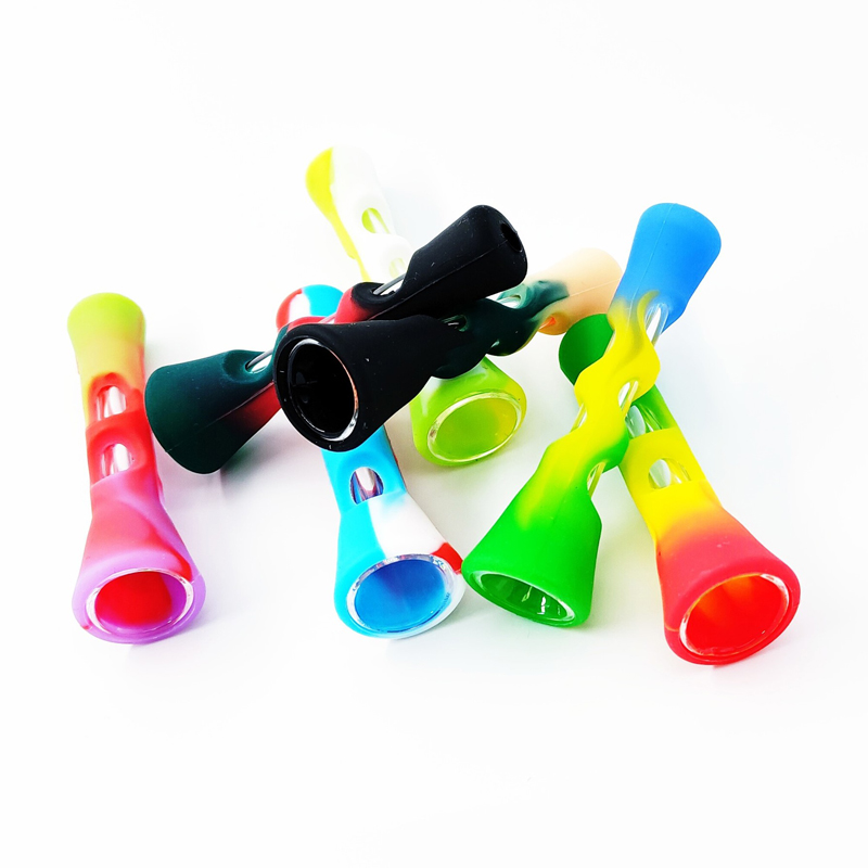 

Silicone Tobacco Pipe Glass Bong 8.3 Cm One Hitter Oil Burner Silicon Filter Hand Smoking Pipes 50 Pcs/lot
