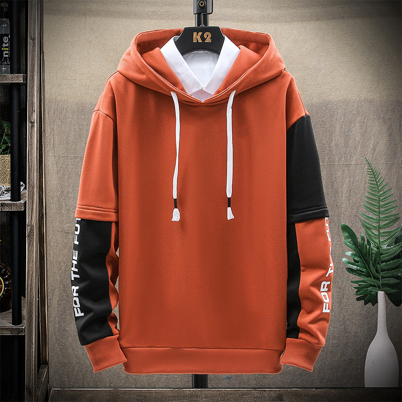 

2022 Men Hoodie Spring Autumn Trend Patchwork Hooded Sweatshirt Loose Causal Hoodies Mens Harajuku Long Sleeve Tops Fashion Streetwear, White