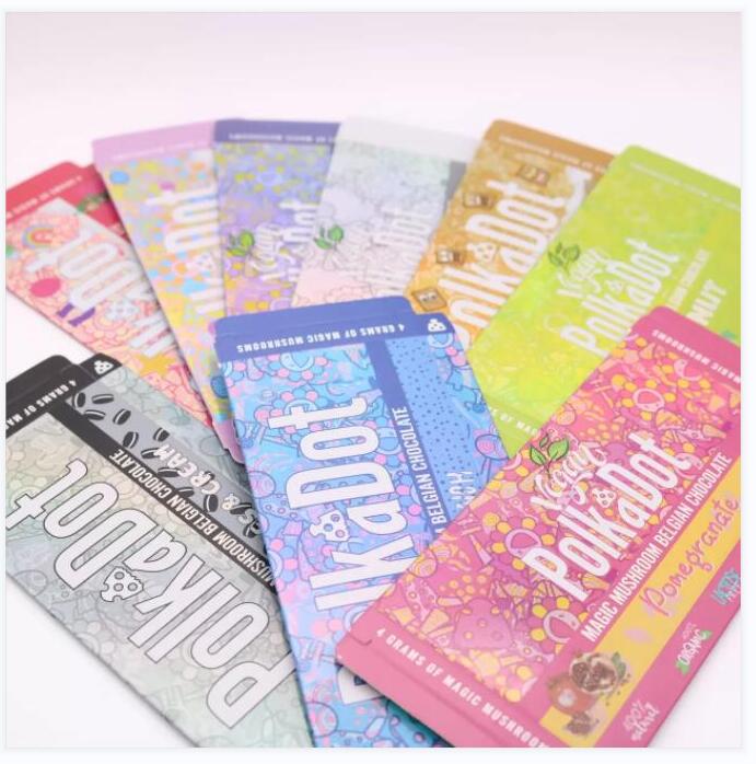 

Polkadot Chocolate Bar Package Boxes with Mold 4G Mushrooms Mushroom Chocolates Bars Packing Box Display Boxes 15 Flavors