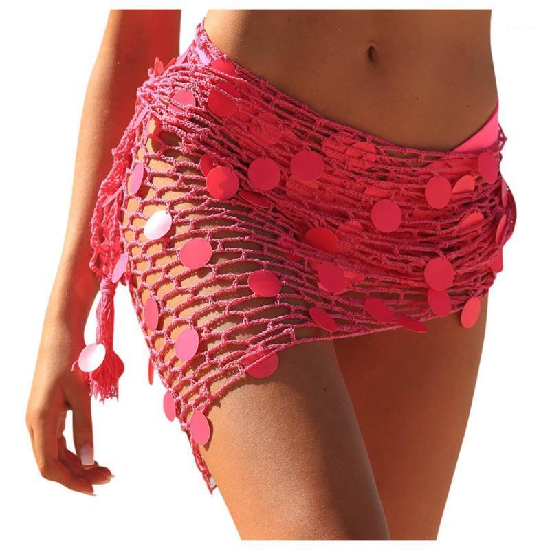

Skirts Womail Women Beach Weave Hand Crochet Wrap Shawls Sexy Bikini Cover Up Sunscreen Nets Skirt Mesh Tunic Pareo Beachwear, Bu