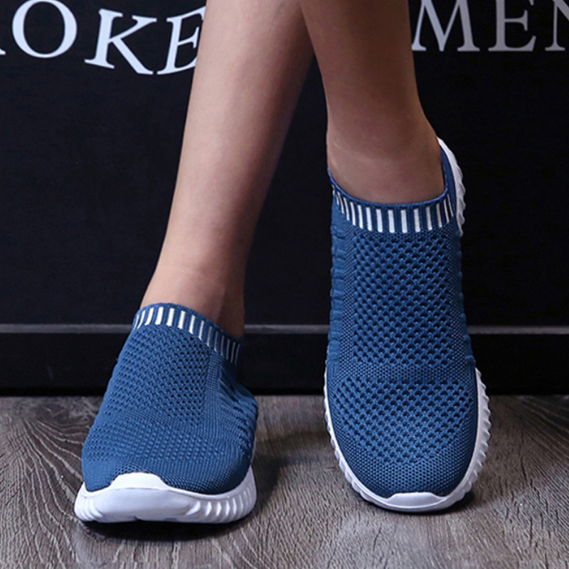 

Rimocy Soft Bottom Knitting Sneaker Slipon Breathable Mesh Flats Woman Nonslip Plus Size 43 Sock Shoes Platform 220613, Navy blue