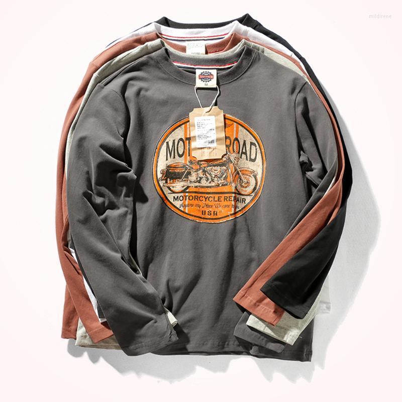 

Men's T-Shirts Long Sleeve T-shirt Men 's Round Neck Cotton Printed Top Autumn And Winter Base ShirtMen's Mild22, Black