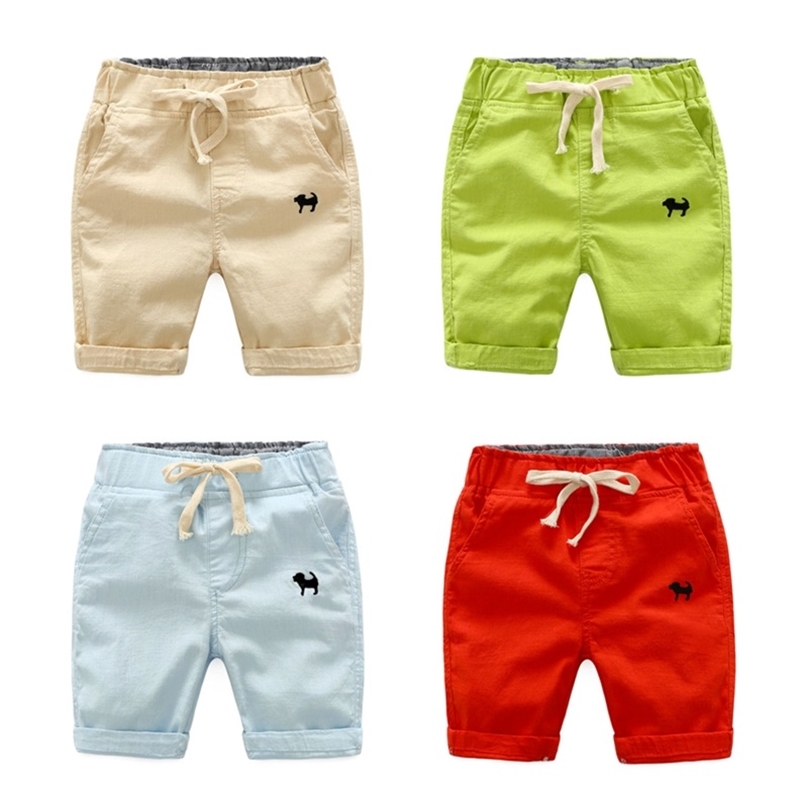 

Summer Casual Shorts Children Cotton Elastic Waist Toddler Kids Knee Length Pants Solid Color Baby Boys Clothes 220617, Blue