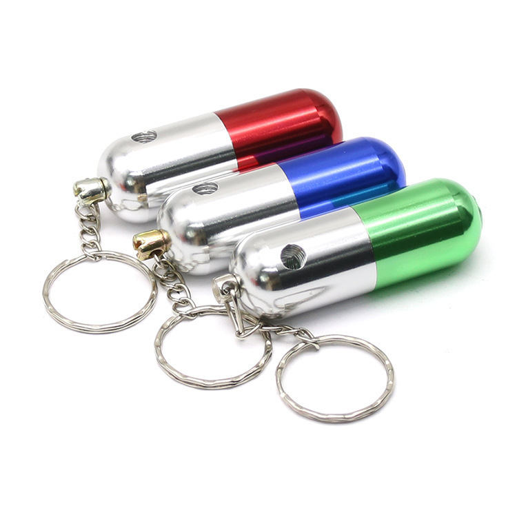 

Pill-shaped metal pipe portable removable mini key chain pipes
