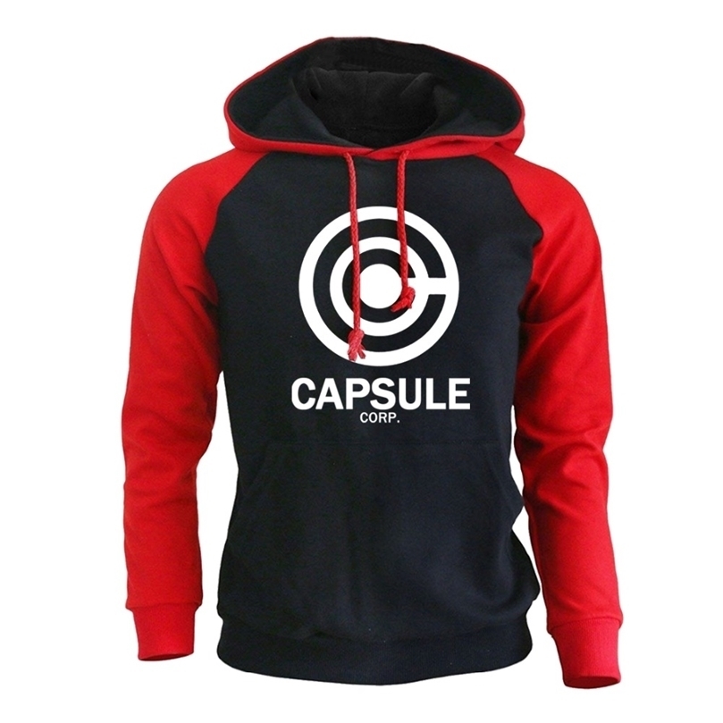

Autumn Winter Fleece Raglan Sweatshirts Harajuku Anime Print Streetwear Hoodies Men Fashion Tracksuit Kpop 220813, Red black