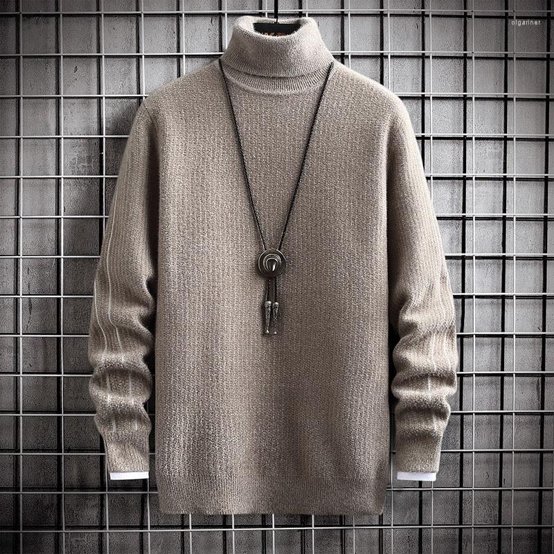 

Men's Sweaters #5858 Turtleneck Sweater Man Autumn Winter For Men Slim Warm Black Green Khaki Knitwear Male Pullovers SlimMen's Olga22
