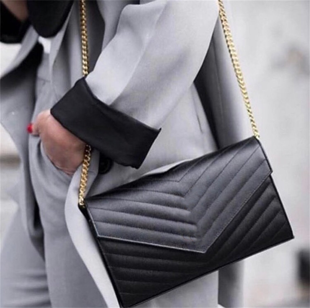 

Gold Chain Flap handbags luxurys designers bags tote handbag top quality leather classic ladies lock shoulder bag 6 colors 3 models, Red