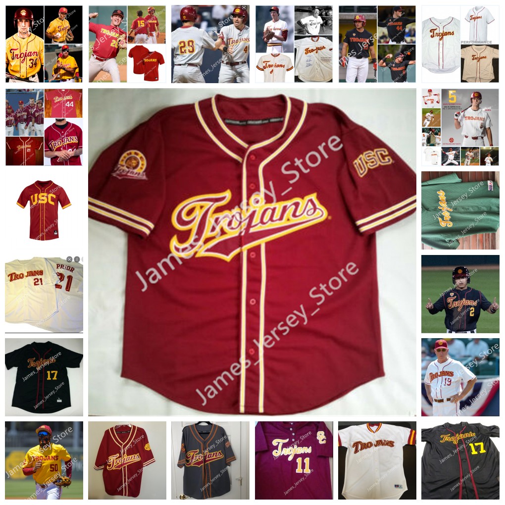 

2022 NCAA Custom USC Trojans Stitched College Baseball Jersey 31 Eric Hammond 32 Matt Keating 33 Garret Guillemette 35 Alex Dargan 36 Nick Lopez Will O'Neill Toby Spach, 17