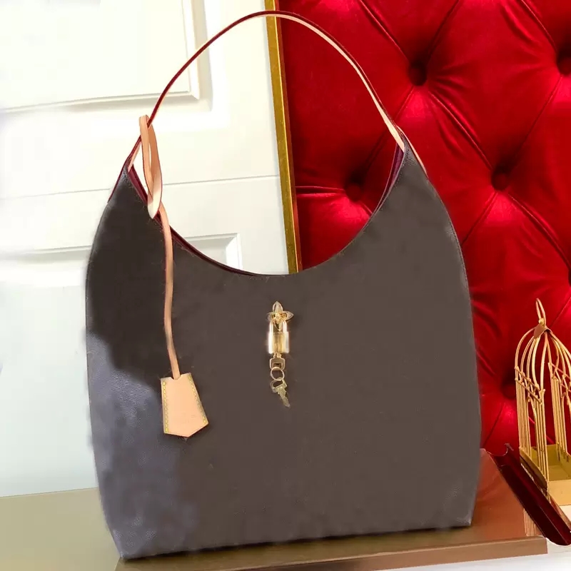 

Women Hobo Handbag Purse Canvas Leather Shoulder Bag Metal Flower Padlock Magnetic Buckle Lady Tote Bag Large Capacity Shopper Bag