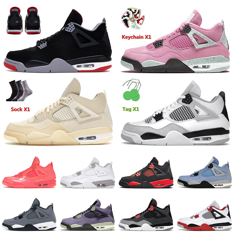 

2022 New Arrival SB Basketball Shoes 4 4s IV Bred University Pink Off Sail Military Black Canvas Infrared Blue Thunder White Oreo Jorda Jorden Sneakers 36-47, D25 neon 95 40-47