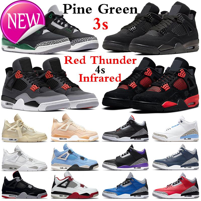 

2022 Jumpman 4 Men 3 Basketball Shoes Red Thunder Infrared Pine Green Black Cat Cement Racer Blue University Court Purple Unc Cool Grey, #20 shimmer
