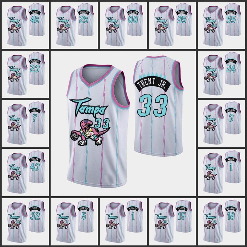 

Toronto Raptors''Fred VanVleet Khem Birch Gary Trent Jr Pascal Siakam Tracy McGrady Kyle Lowry Custom White City Tampa 263E
