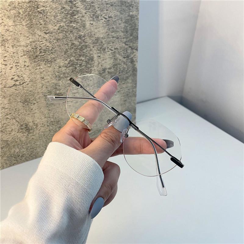 

Fashion Sunglasses Frames Elbru Anti-blue Light Optical Glasses Men Women Metal Frame Transparent Rimless Trimming Eyeglasses AccessoriesFas