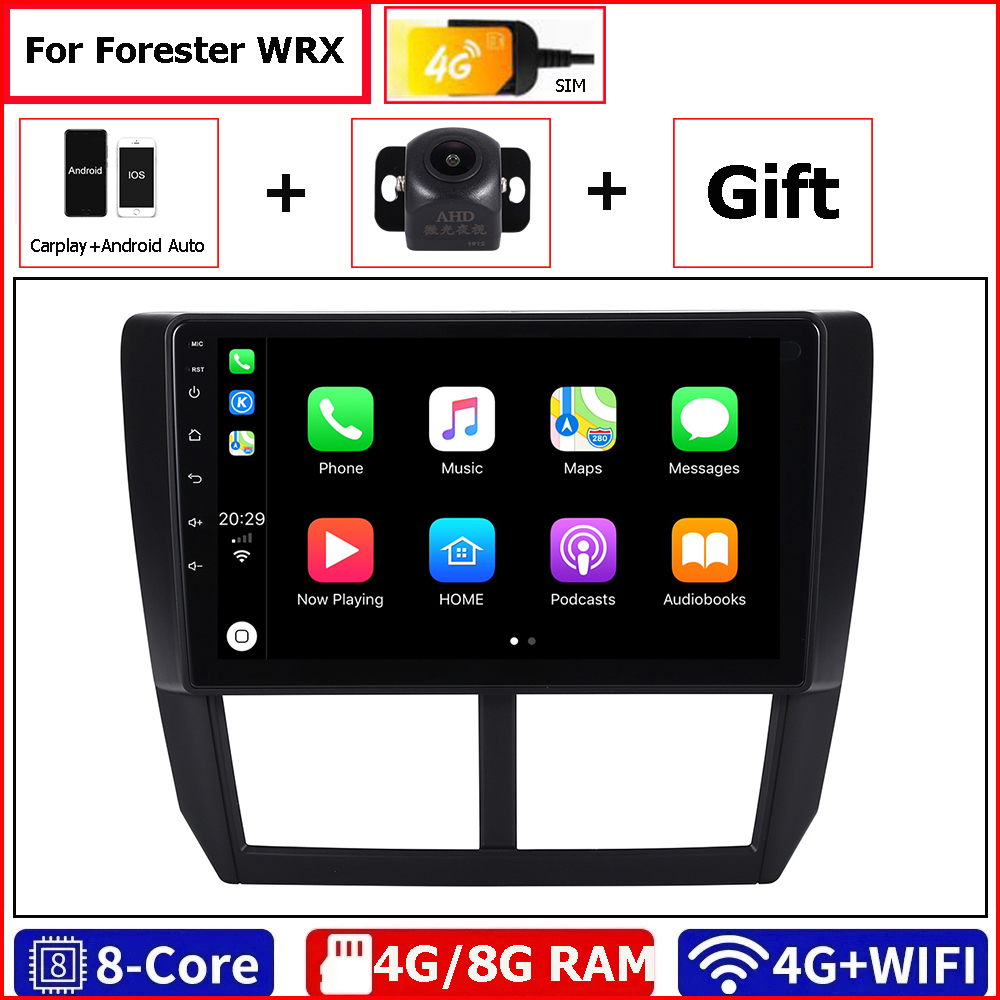 Android 10.0 Car DVD Multimedia Player Radio Head Bind для Forester WRX Subaru 2008-2011 с 9-дюймовым 2DIN 3G/4G GPS Radio Video Stereo Carplay DSP Bluetooth