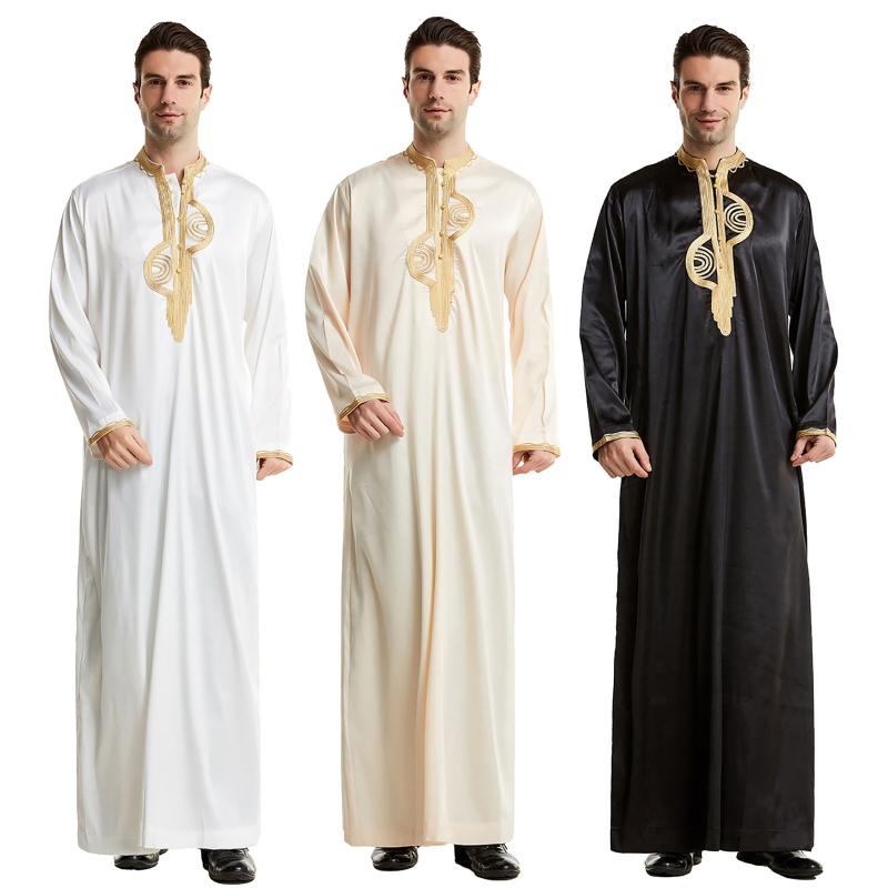 

Ethnic Clothing Islamic For Men Muslim Fashion Jubba Thobe White Karftan Prayer Casual Long Sleeve Robes Eid Mubarak Abaya DressEthnic