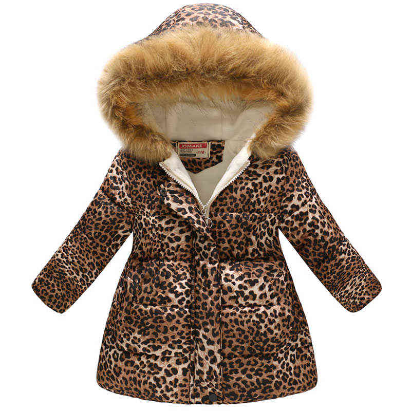 

Leopard Jackets Baby Girls Winter Long Sleeve Hoodie Boys Flower Print Clothes Childrens Thick Warm Down Outfit Tops J220718, As shown in the picture