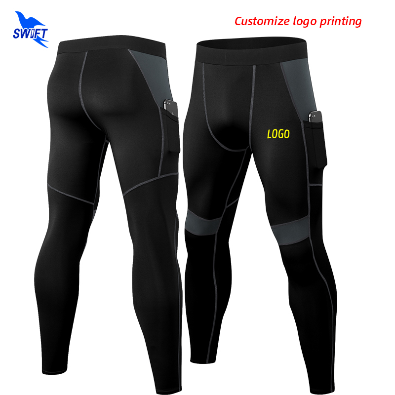

Customize Men's Compression Pocket Running Tights Sportswear Pants Gym Fitness Training Leggings Jogging Elastic Trousers 220613, Black green