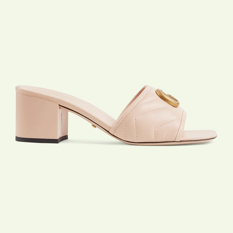 

2022 latest women's slippers and sandals classic metal buckle 5cm heel leather material 34-42, Red