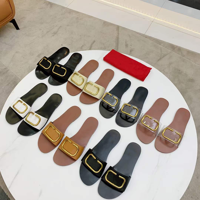 

Designer Women Sandals Vlogo Signature Slide Sandal Transparent Sandals Grainy Cowhide Flat Shoes Summer Beach Casual Slipper Big Size With Box NO350