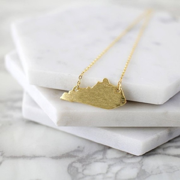 

30pcs Outline Kentucky State Map Charm Necklace KY Map American USA County Pendant Necklaces Jewelry for Hometown Gifts