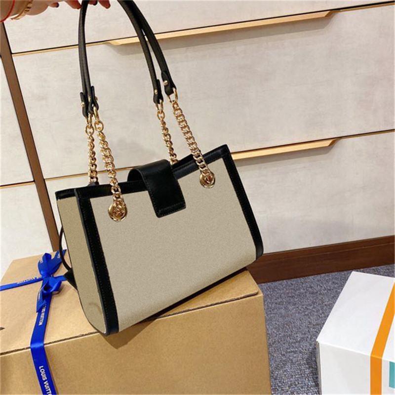 

Luxury Designer Padlock Women Shoulder Bag with Chain Square Lock Canvas Genuine Leather Bow Stripes Distressed Fashion Handbag