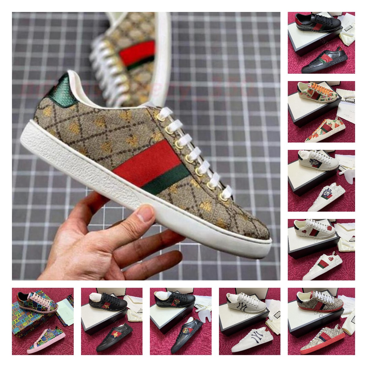 

2022 Fashion Designer Shoes OP63 High Quality Mens Womens Cartoons Casual Shoe Genuine Leather Tiger Snake Embroidery Stripes Classic Men Sneakers With Box, Model15