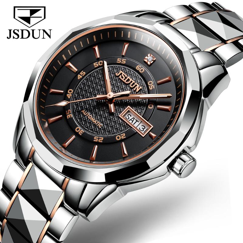

Wristwatches Men Mechanical Wristwatch Automatic Date Luxury Business Casual Japan Waterproof Stainless Steel Movement Watches For MenWristw, White