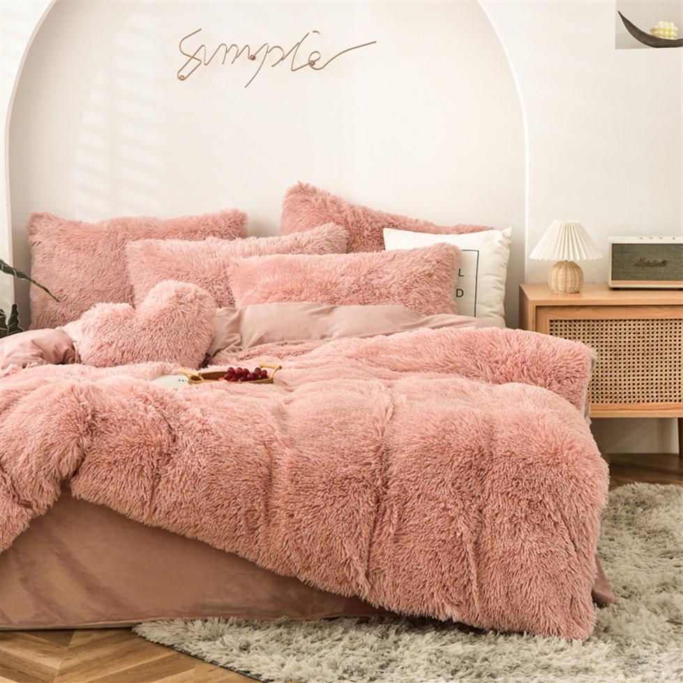 

2021 new Four-piece Warm Plush Bedding Sets King  Size Luxury Quilt Cover Pillow Case Duvet Cover Brand Bed Comforters Sets H1772, Add fast shipping fee