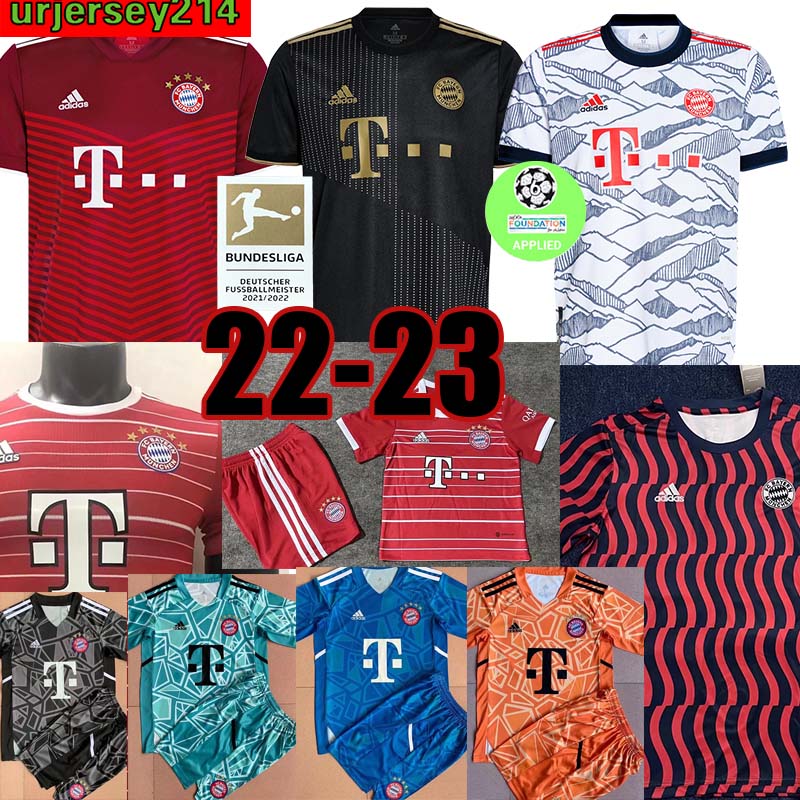 

2022 2023 Bayern LEWANDOWSKI soccer jerseys SANE GORETZKA COMAN MULLER DAVIES BAYERN KIMMICH football shirts Men Kids kit uniforms Munchen Munich tops tees, 22-23 bayern red