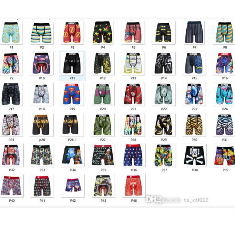 

46 Stlyes Mens Shorts Short Pants Sexy Ice Silk Quick Dry Psd Boxers Breathable Underwear With Package Branded Male2697, P27