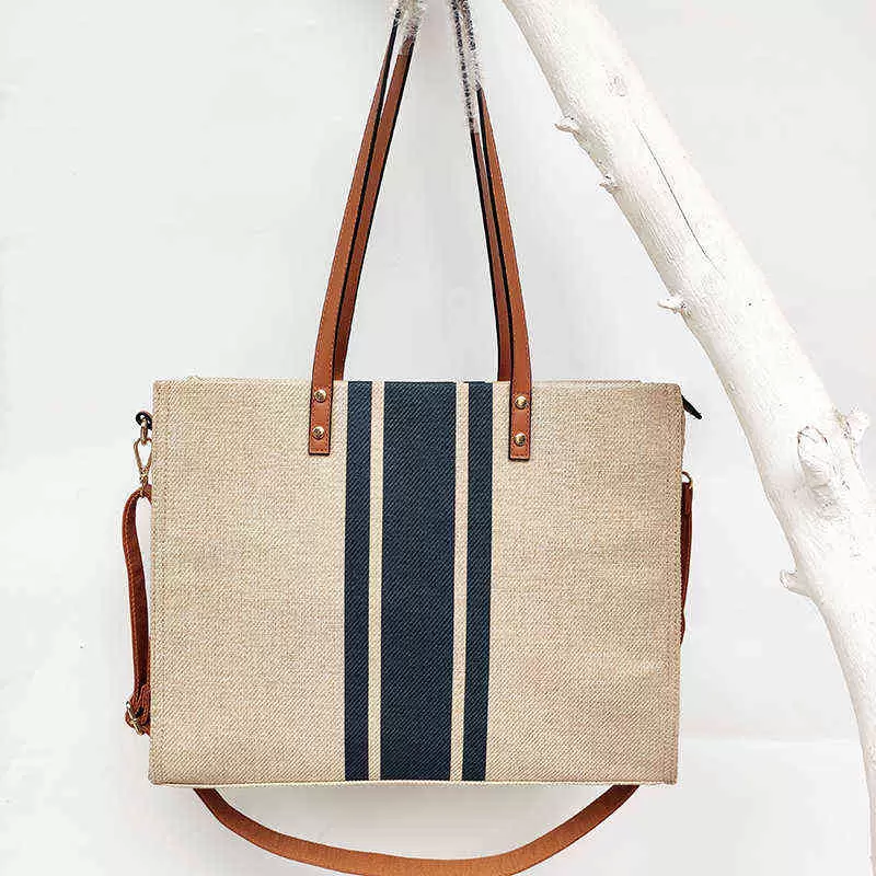 

Briefcases Laptop Briefcase Women's Profsional Stripe Simple Capacity One Shoulder Msenger Large Bag