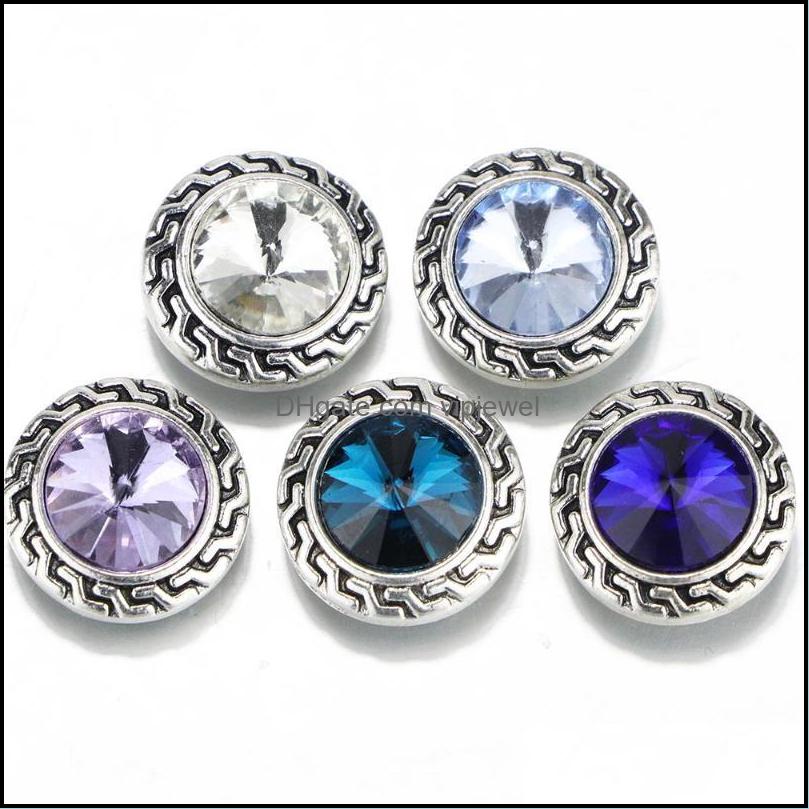 

Charm Bracelets Jewelry 5Pcs/Lot Diy Snap Crystal Metal Flower Buttons Fit 18Mm Button Dh4Ub