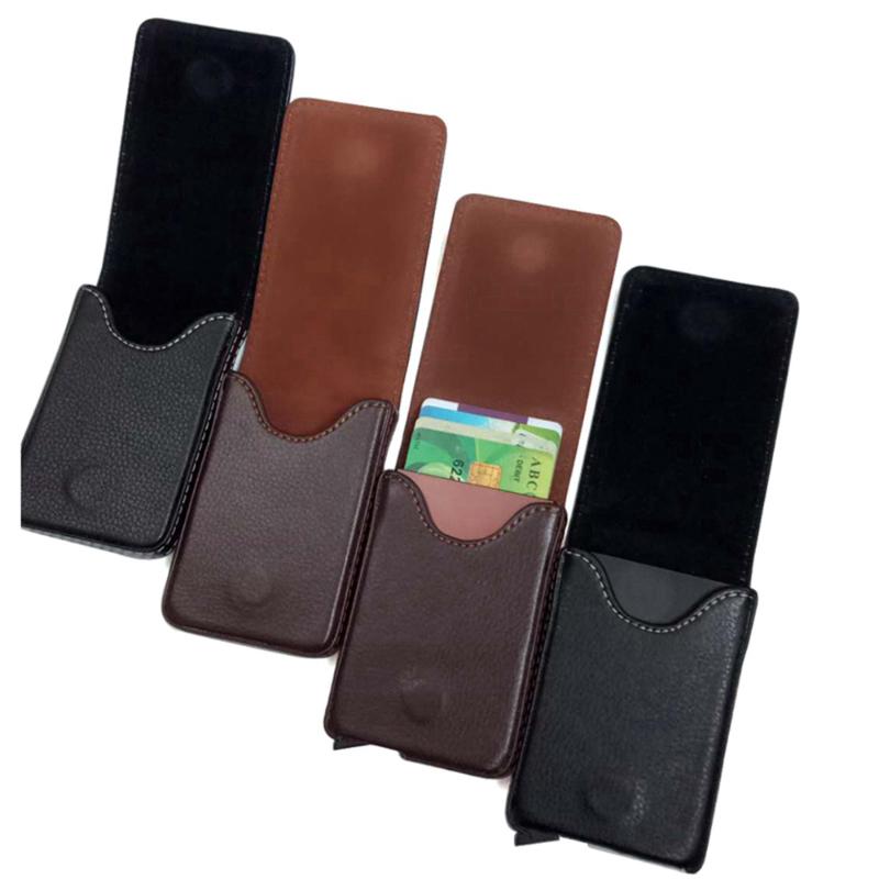 

Card Holders Piece Pu Leather Id RFID Aluminium Alloy Holder Wallet Antitheft Men Automatic Up WalletCardCard, Zwl-001-coffee