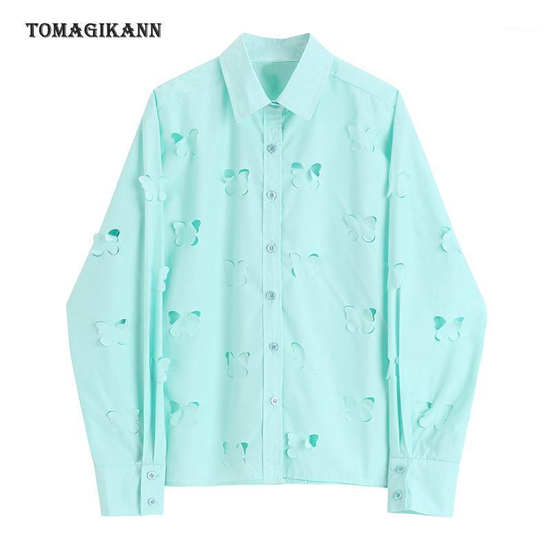

Female Blouse And Shirt Green Animal Hollow Out Sexy Blusas 2022 Autumn Fashion Long Sleeve Women Tops Women' Blouses & Shirts, As pic