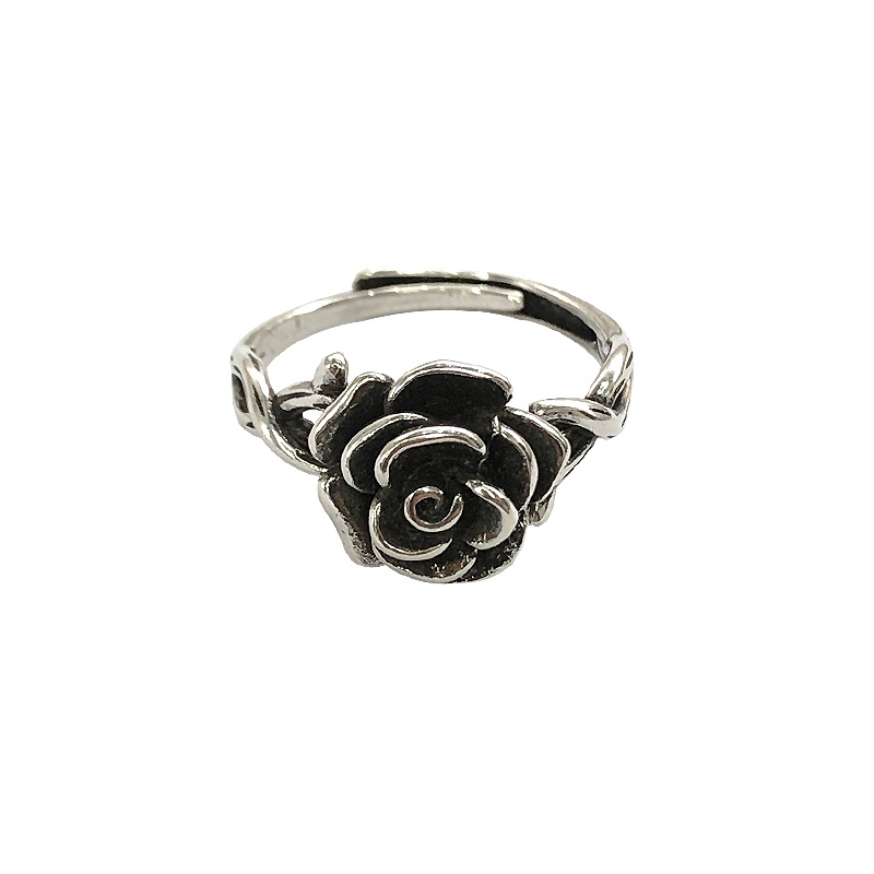 

Ring Non-Fading 925 Silver Thai Silvers Vintage Open Rings Index Finger European and American Niche Ladies Little Finger