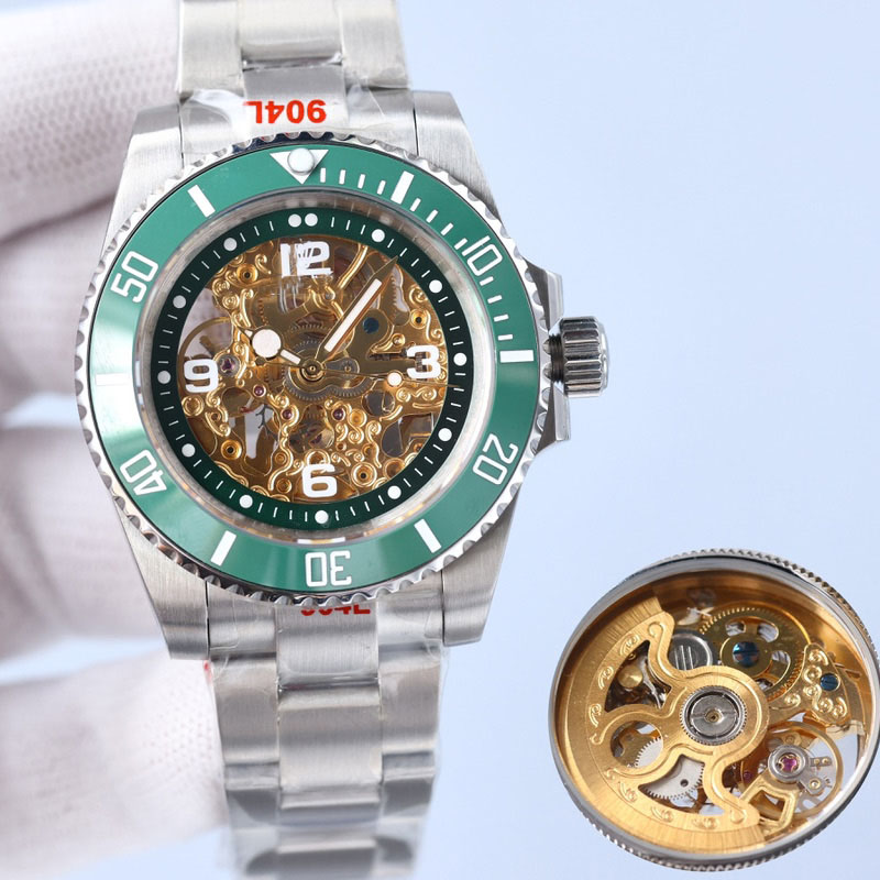 

Mens Watches Hollow WristWatch Automatic Mechanical Watch 40mm Ceramic Case Sapphire Stainless Steel Strap Design Montre de luxe, Color 2